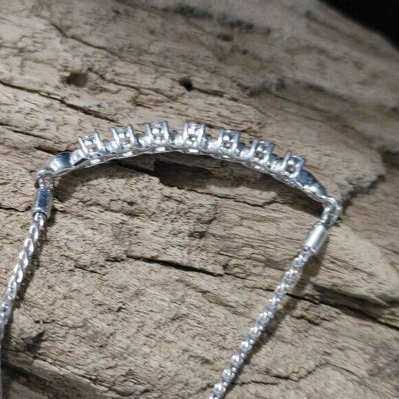 JWBR Gemstone Clear Accents Bracelet Sterling Silver Bolo Adjustable 5 to 9 Inch - Picture 12 of 12